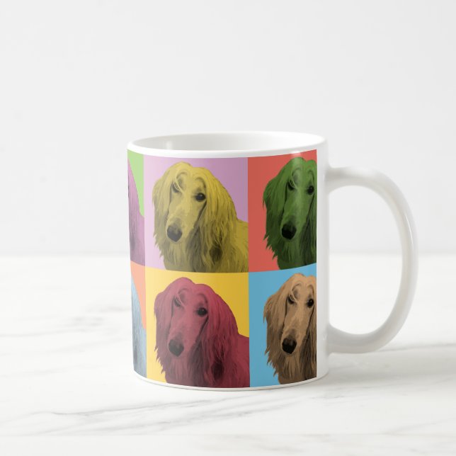 Caneca de café do pop art do galgo afegão (Direita)