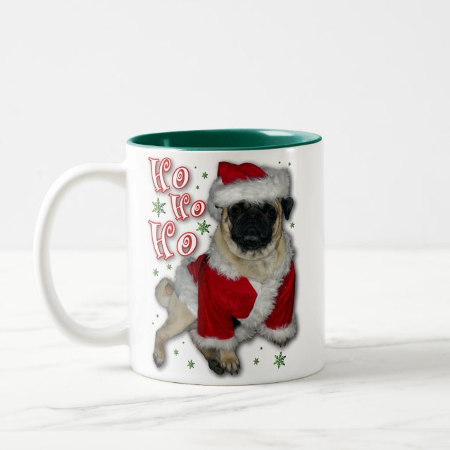 Caneca de café do Pug do papai noel (Esquerda)