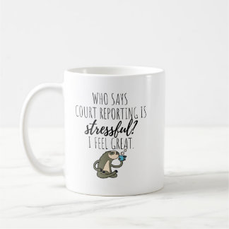 Caneca de café do relatório da corte