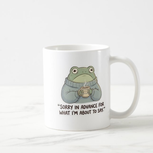 Caneca de Café do Sapo Desculpe com Antecedência (Direita)
