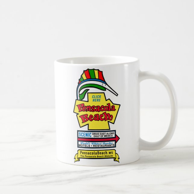 Caneca de café do sinal da praia de Pensacola (Direita)