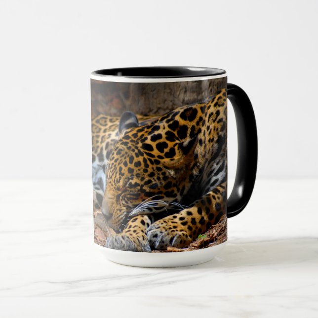 Caneca de café do sono Jaguar por Julie Everhart (Frente Esquerda)