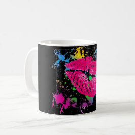 Caneca de café do Splatter da pintura dos lábios
