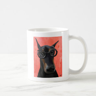 Caneca De Café Doberman Com Óculos