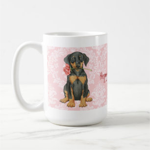 Caneca De Café Doberman cor-de-rosa dos namorados