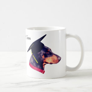 Caneca De Café Doberman Em Boné de formatura Cute Personalizado