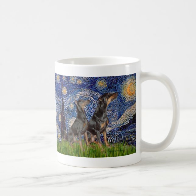 Caneca De Café Doberman Pair - Starry Night (Direita)