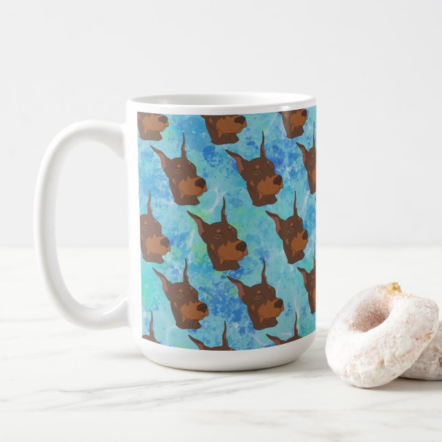 Caneca De Café Doberman Pinscher (Com Donut)