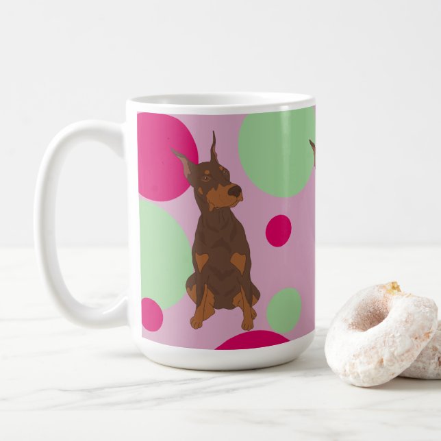 Caneca De Café Doberman Pinscher (Com Donut)