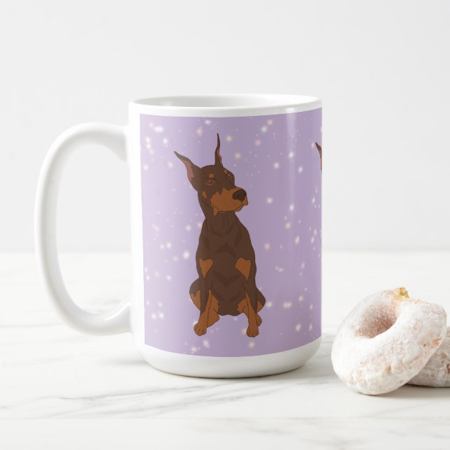Caneca De Café Doberman Pinscher (Com Donut)