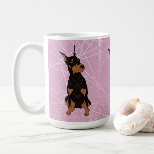 Caneca De Café Doberman Pinscher (Com Donut)