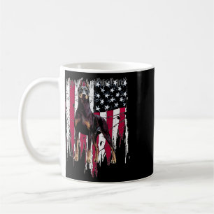 Caneca De Café Doberman Pinscher Bandeira Americana EUA Incrível 