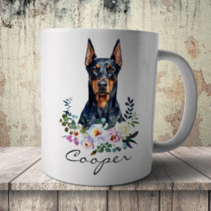 Caneca De Café Doberman Pinscher em aquarela