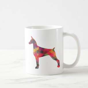 Caneca De Café Doberman Pinscher Geométrico Patten Silhouette