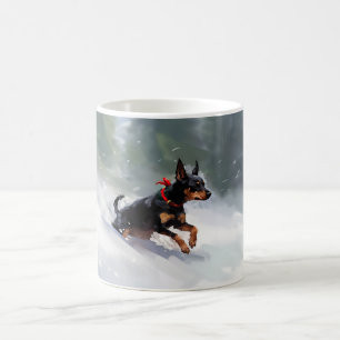 Caneca De Café Doberman Pinscher Natal neve inverno