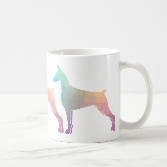 Caneca De Café Doberman Pinscher Silhout Geométrico (Direita)