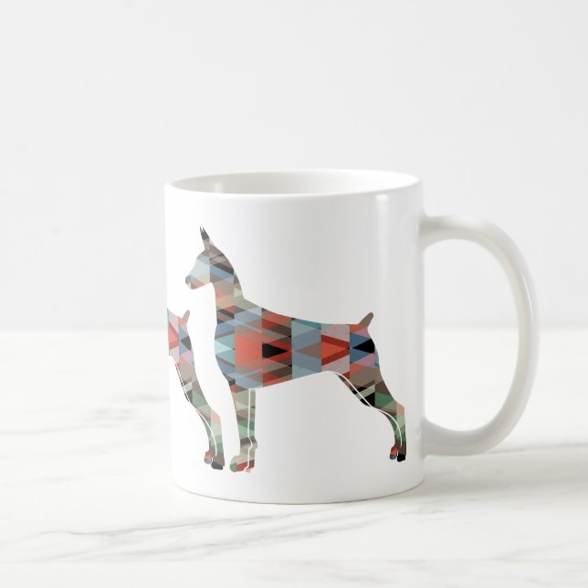 Caneca De Café Doberman Pinscher Silhout Geométrico (Direita)