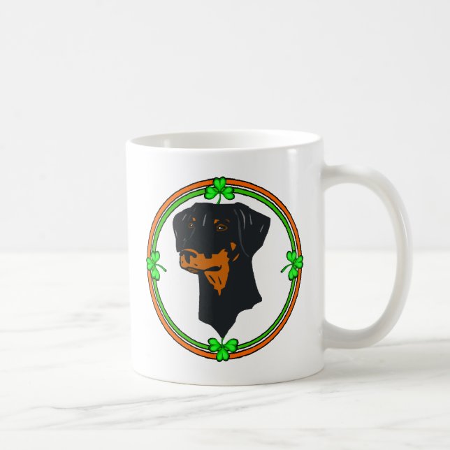 Caneca De Café Doberman Pinscher St Patricks (Direita)