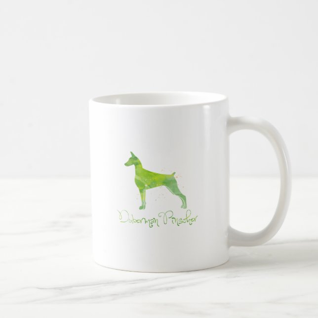 Caneca De Café Doberman Pinscher Watercolor Design (Direita)