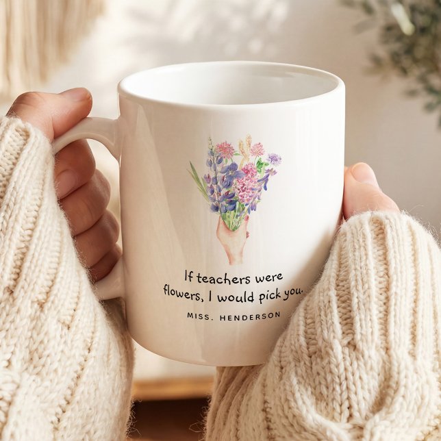 Caneca De Café Doce Apreciação Floral Sentimental para Professore (Criador carregado)