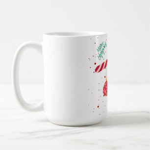Caneca De Café Doce Bastão de Doces e Enfeites de Natal.