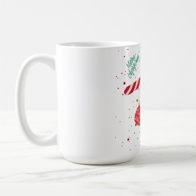 Caneca De Café Doce Bastão de Doces e Enfeites de Natal.  (Esquerda)