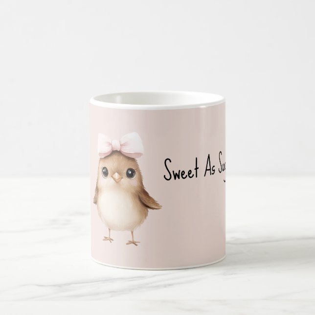 Caneca De Café Doce Como Açúcar Passarinho Laço Rosa (Centro)