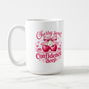 Caneca De Café Doce Confiança Cereja Rosa Profundo Coquete Citaçã