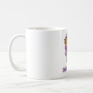 Caneca De Café Doce e Assustador Arte Floral de Crânio de Açúcar