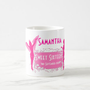Caneca De Café Doce feminino cor-de-rosa personalizado dezesseis