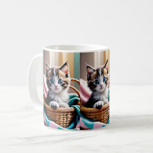 Caneca De Café Doce Gatinho em uma cesta - Momento ensopado