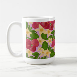 Caneca De Café Doce Jardim de Morango & Floral Botânica Estética