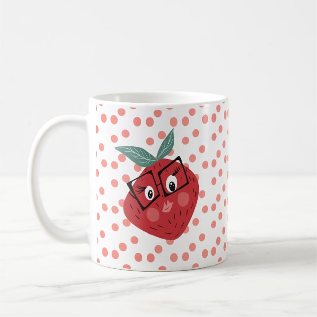 Caneca De Café Doce Morango Desenho Animado Desenhado à Mão     (Esquerda)