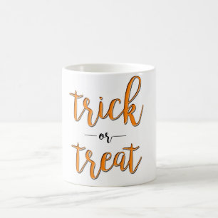Caneca De Café doce ou travessa halloween laranja preto simples