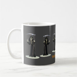 Caneca De Café Doce ou Travessura. Ceifador de desenho animado