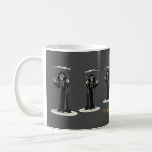 Caneca De Café Doce ou Travessura. Ceifador de desenho animado