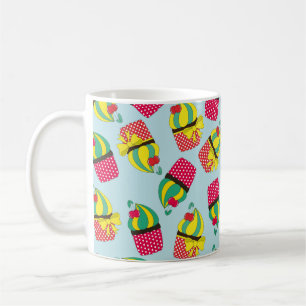 Caneca De Café doce padrão design. Ilustração Vintage