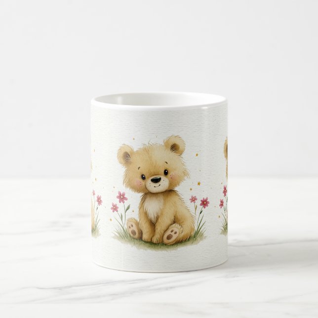 Caneca De Café Doce Pequeno Teddy em um Jardim Estrelado (Centro)