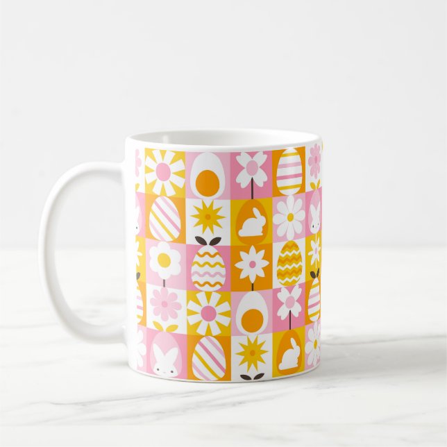 Caneca De Café Doce Primavera Páscoa Patchwork  (Esquerda)