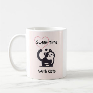 Caneca De Café Doce Tempo Com Gatos