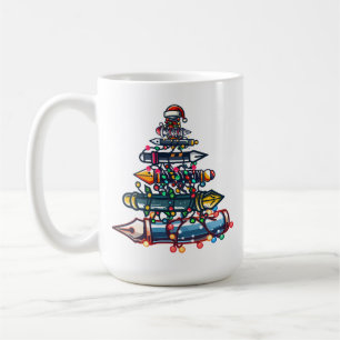 Caneca De Café Docente de Natal, Caneta Árvore de Natal