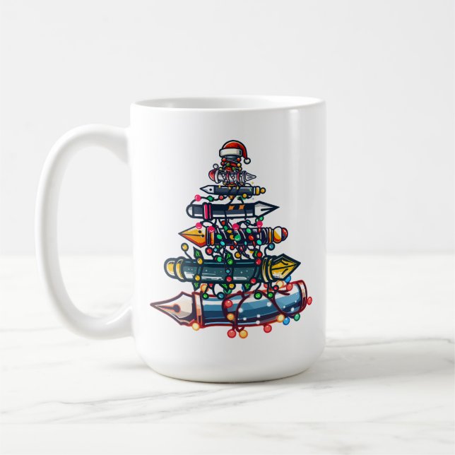 Caneca De Café Docente de Natal, Caneta Árvore de Natal (Esquerda)