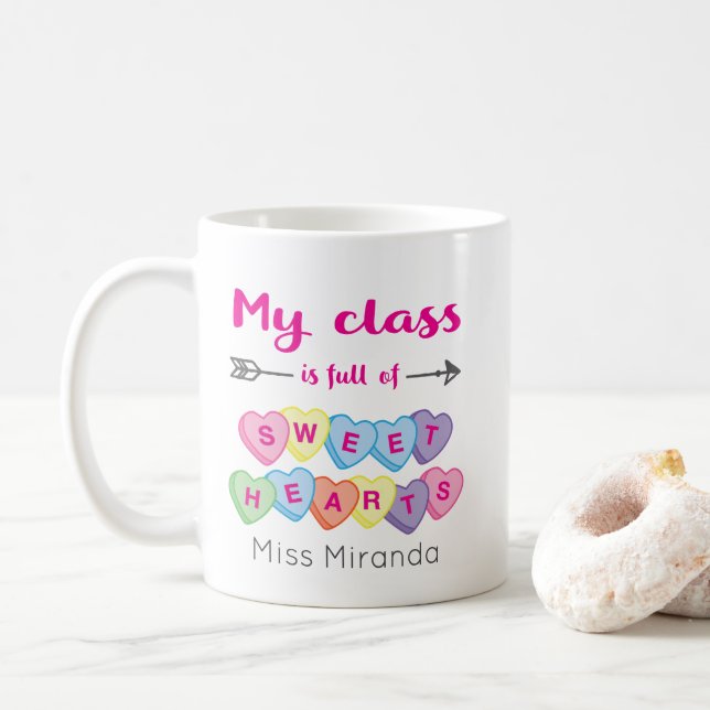 Caneca De Café Doces Corações Personalizados Dias de os namorados (Com Donut)