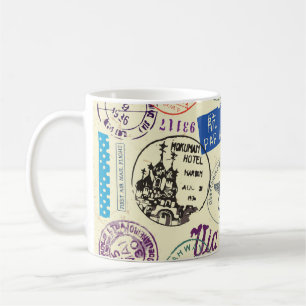 Caneca De Café Documento Vintage: Coleção do Conjunto de Carimbos