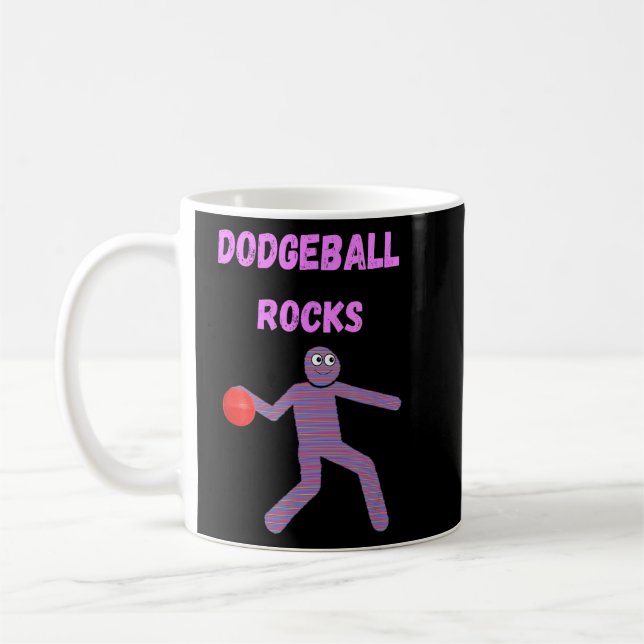 Caneca De Café Dodgeball Rocks Design Para Amantes De Bola De Dod (Esquerda)