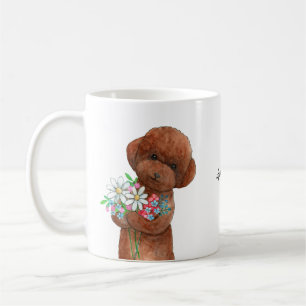 Caneca De Café Dodó Vermelho Cinto Puppy Flor Nome Personalizado