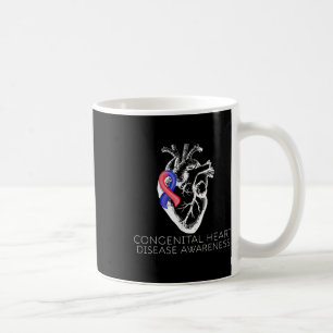Caneca De Café Doença Cardíaca Congênito Com Fita Vermelha E Azul