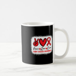 Caneca De Café Doença Cardíaca Consciência Paz Amor Curto Vermelh