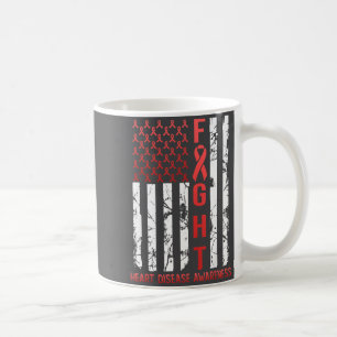Caneca De Café Doença Cardíaca Conscientização Fevereiro Usa Flag