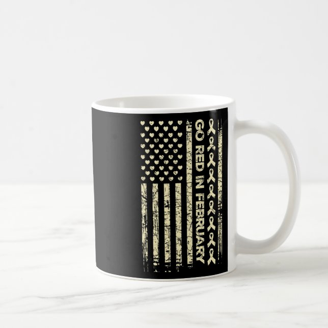 Caneca De Café Doença Cardíaca Red Ribbon Advertência Presente F  (Direita)
